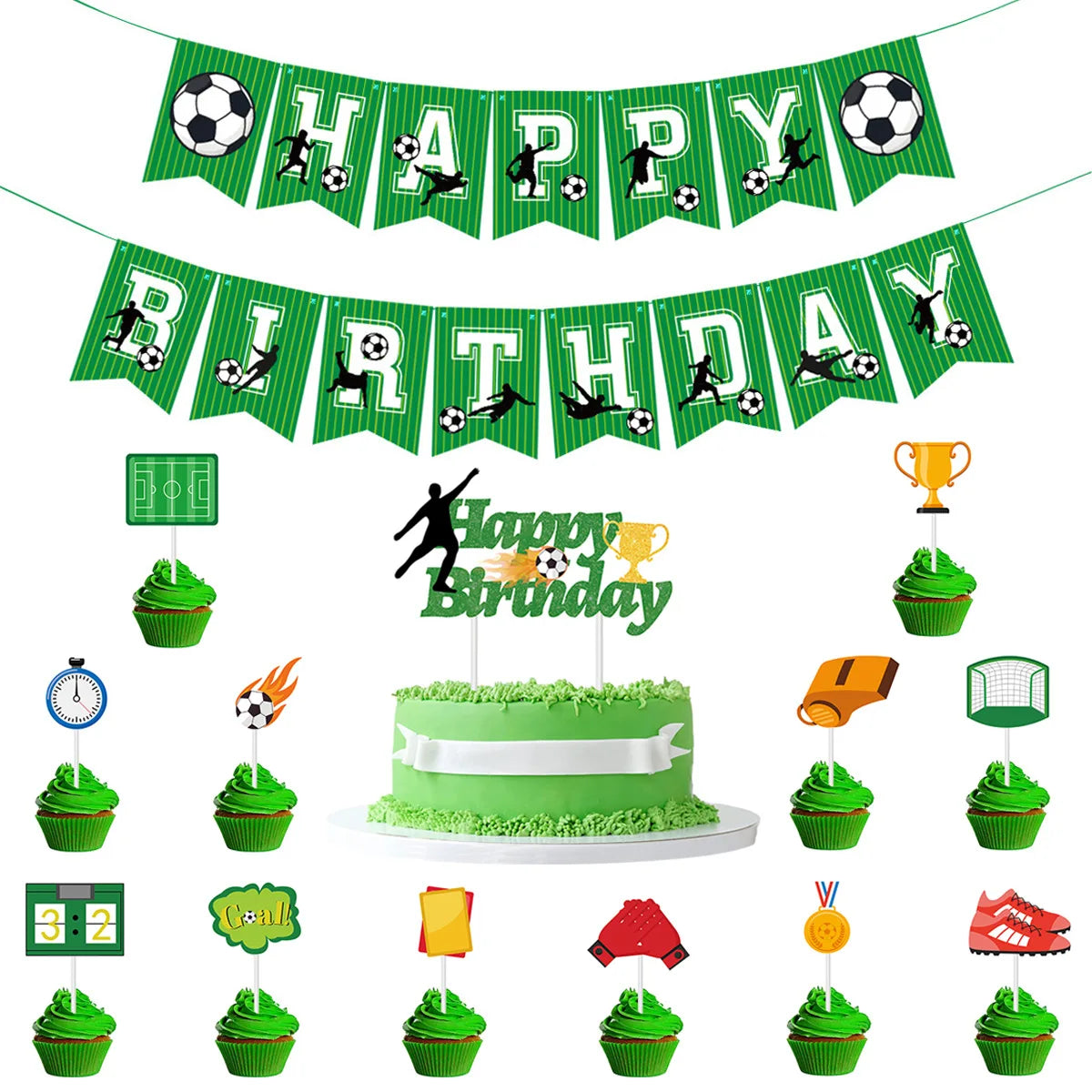 Football Themed Party Decorations Soccer Birthday Banner American Football Banner Hanging Supplies Flags