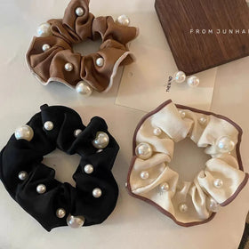 Pearl Hair Scrunchies Cloth Scrunchy Bobbles Elastic Hair Bands Ties Hair Accessories Wrist Band for Women Girls