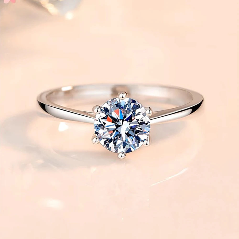 Minimalist Pure 925 Silver Round Brilliant Cut CZ Zircon Dazzling Jewelry Engagement Wedding Band Promise Rings for Women