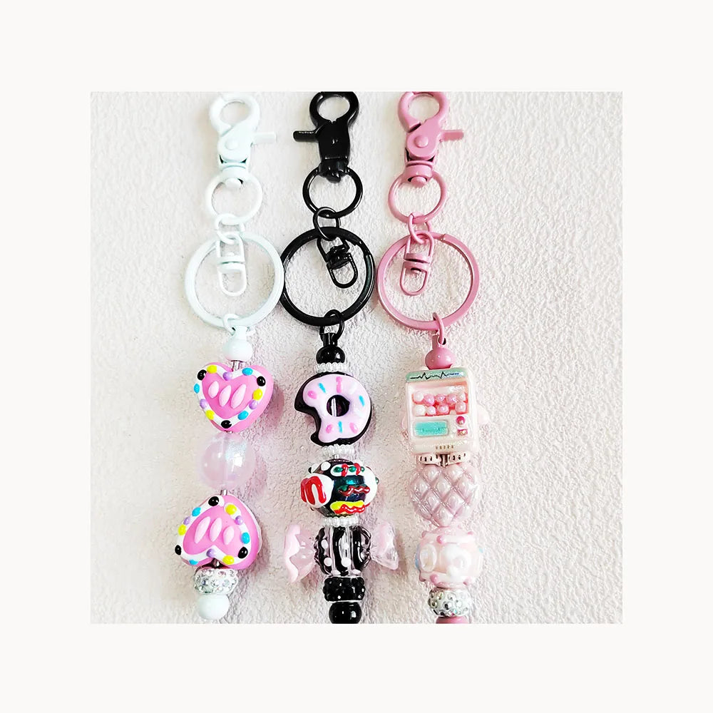 Original Cute Mobile Phone Charm Strap Hand-Painted Beads Pendant Decoration Keychain Girl Bracelet Cellphone Lanyard