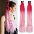 100% Hand Woven 24 Inch 12 Strands Ombre Color Synthetic Hair Box Braid Ponytail for Kids