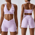 Wholesale Custom Butt Lifting Workout Nylon Athletic Matching Sexy Gym Fitness Summer Yoga Biker Women Shorts Sets