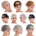 Internet Hot Sale Ladies Lace Mesh Floral Embroidered Small Hat Muslim Women Girls Hijab Inner Cap Beauty Bonnet Turban Headwear