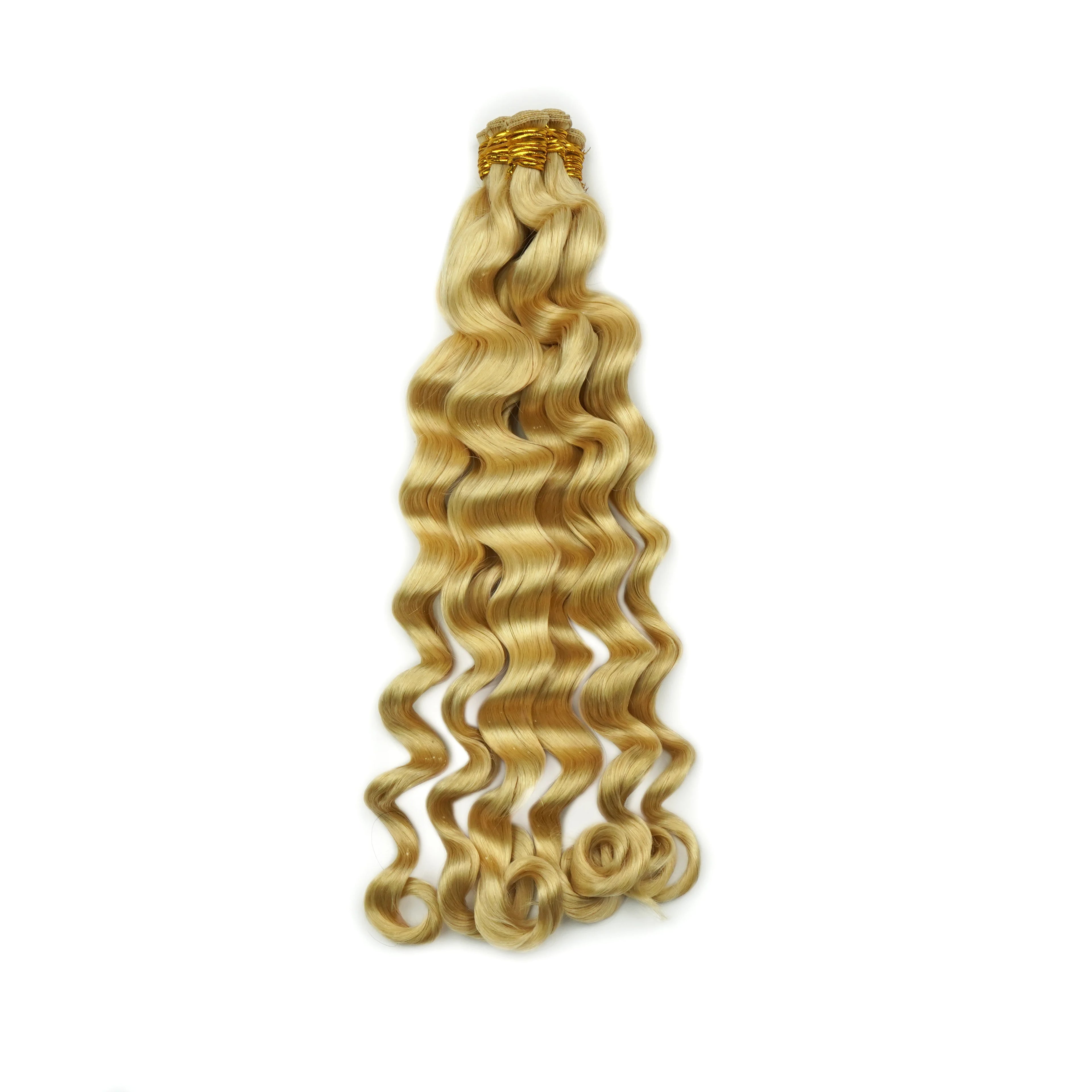 Best Quality Virgin Curly Hair Cuticle Intact Single Weft Hand Tied Flat Tip 12A Grade Russian Hair Cuticle Aligned Extensions