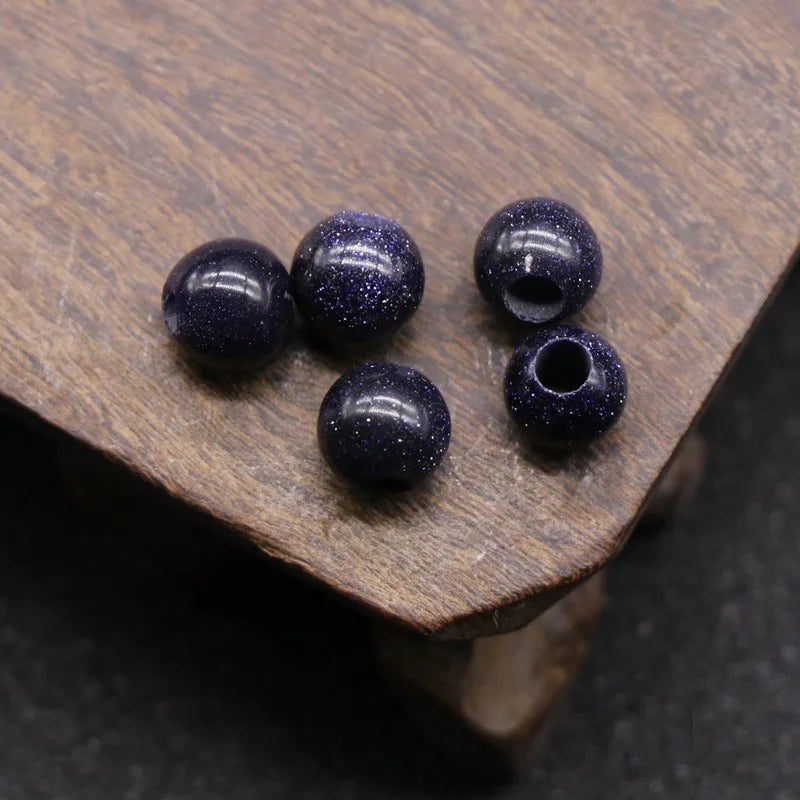 DIY Multi size Blue Sand Stone Round Loose Beads Natural Stone Beads for Jewelry Making crystal jewelry