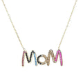 Trendy Fine Jewelry MOM Necklaces Pave Rhinestone Diamond Colorful Stainless Steel Pendant Necklace Gifts