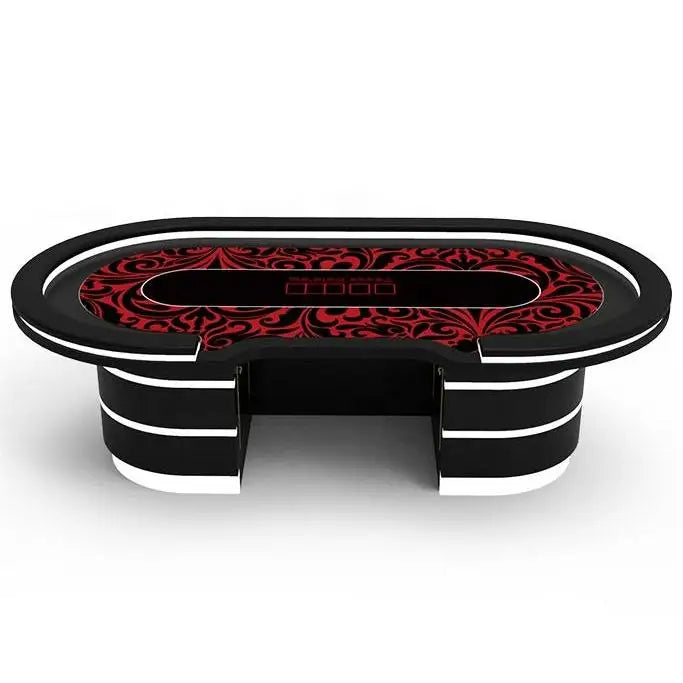 YH 10 Seats Luxury Casino Standard Led Lighting Texas Poker Holden Table Solid Wood Gambling Table With Cabinet