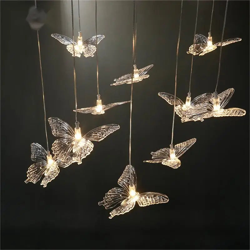 Other Decorative Flowers and Plants Wedding Acrylic Butterfly Chandelier Wedding Hall Shopping Window Ceiling Decoration Indoor