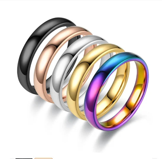 Size 6-13 Simple High Polished Plain Circle Ring Jewelers 4mm Stainless Steel Classical Simple Plain Wedding Band Ring