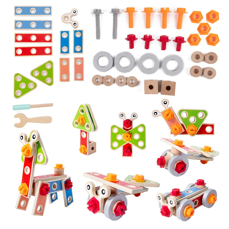 Super Nut Combinations Tapping Dismantling Screwdriver Diy Wooden Assembly Car Assembly Children'S Puzzle Toys