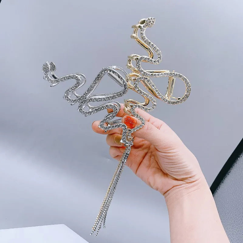 Snake Shaped Curly Hair Accessories Fashion Large Hair Volume Ponytail Extension Metal Material Tassel Hair Claw Clips