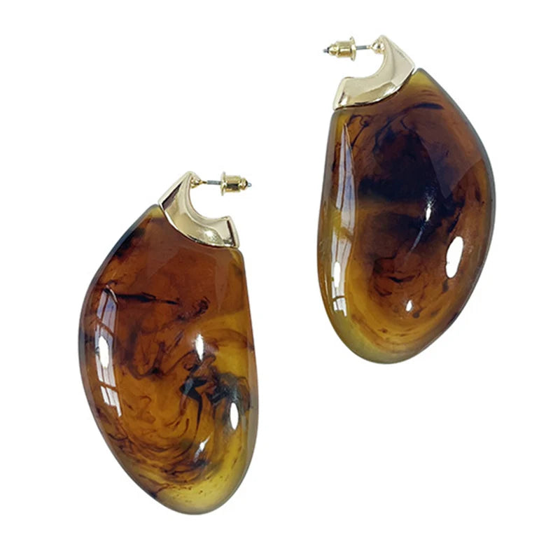 2024 New Arrival Exaggerated Zinc Alloy Geometric Bohemian Inlaid Gold-plated Leopard Irregular Minimal Chunky Earrings MegaBDM
