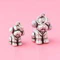 Teddy Dog Pendant Matte 990 Sterling Silver Pet Puppy Charm Pendant for Jewelry Making Supplies