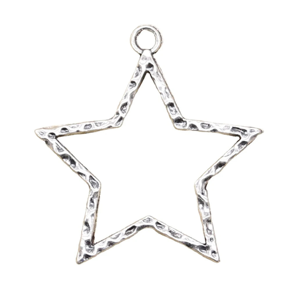 Charms Big Hollow Star 37x35mm Handmade Making FitVintage Tibetan Silver Color PendantsDIY for Bracelet Necklace