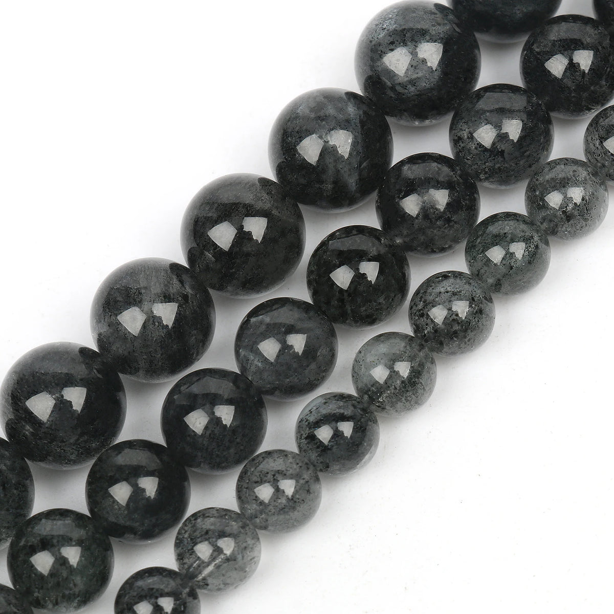 6/8/10mm Natural Black Mica Semi Gemstone Stone Round Loose Beads for Jewelry Making DIY Bracelet and Necklace MegaBDM