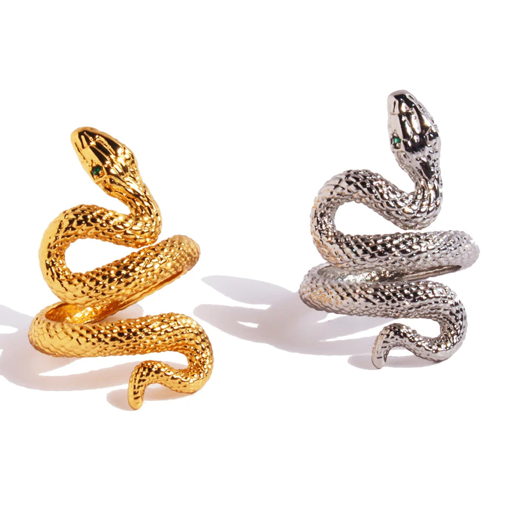 Fashion Personality Brass Gold-plated Open Wide Multi-loop Wrapping Snake Rings for Men and Women Jewelry Wholesale