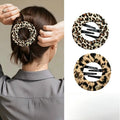 Leopard Print Yoga Flat Hair Bun Clip Non-slip Lazy Hair Maker Sport Updo Hairpin for Women Gym & Daily