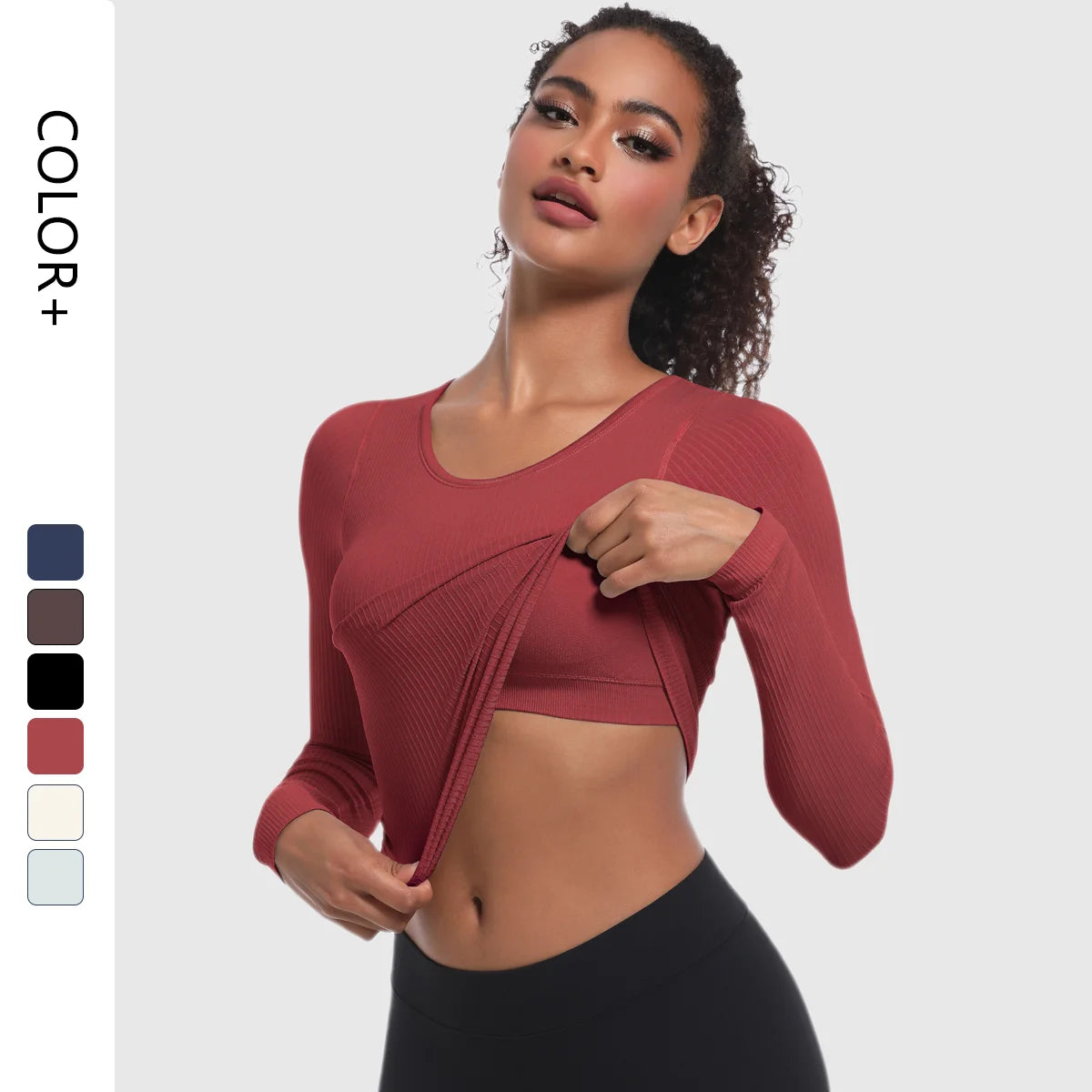 2024 New Arrival Custom Logo Athletic Long Sleeve Crop Top Fitness Sportswear Yoga Active Top for Women