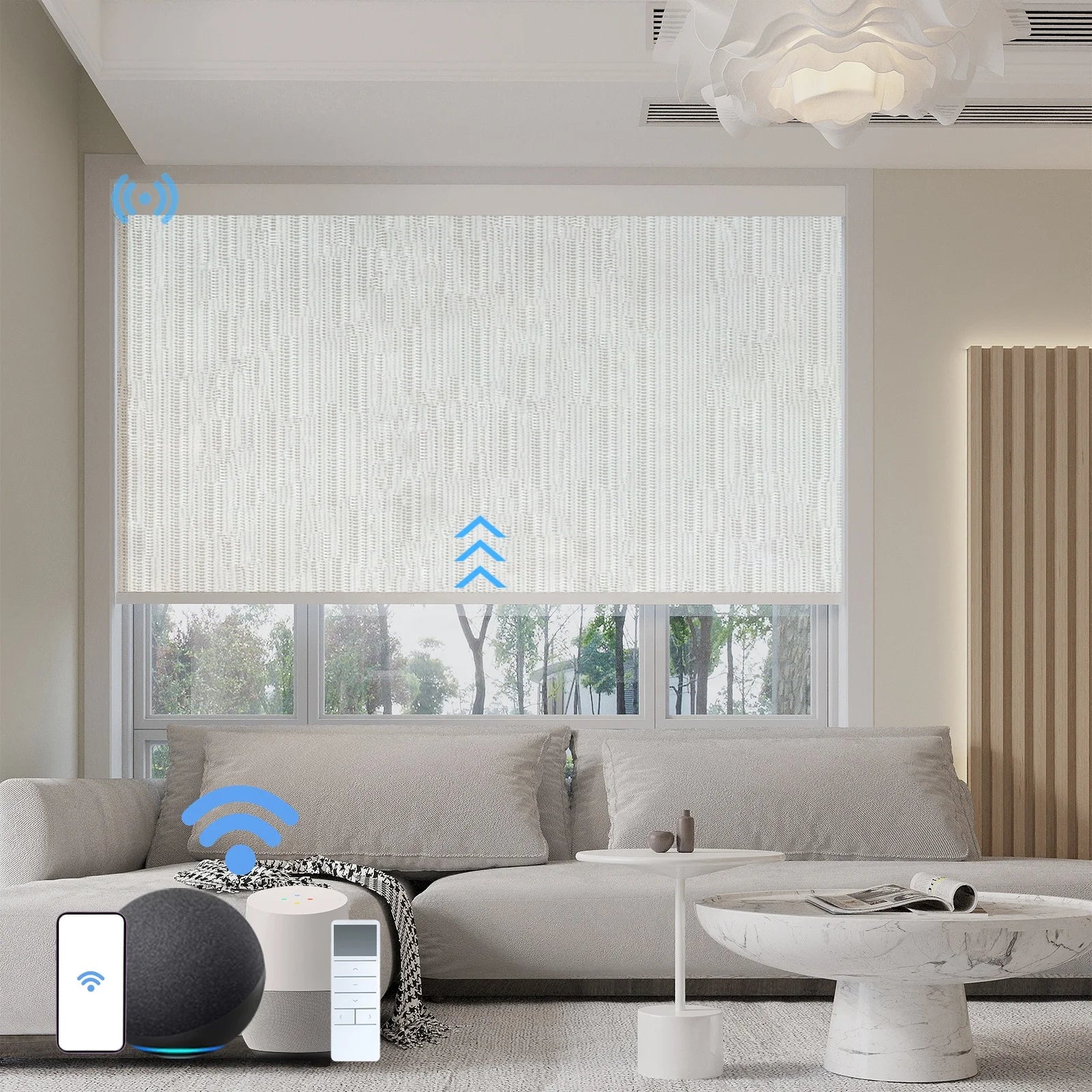 Motorized Roller Shades Blackout Smart Blinds for Windows Automatic Window Treatment Work with Alexa
