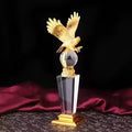 Gold Metal Eagle Crystal Glass Trophy MH-J0643