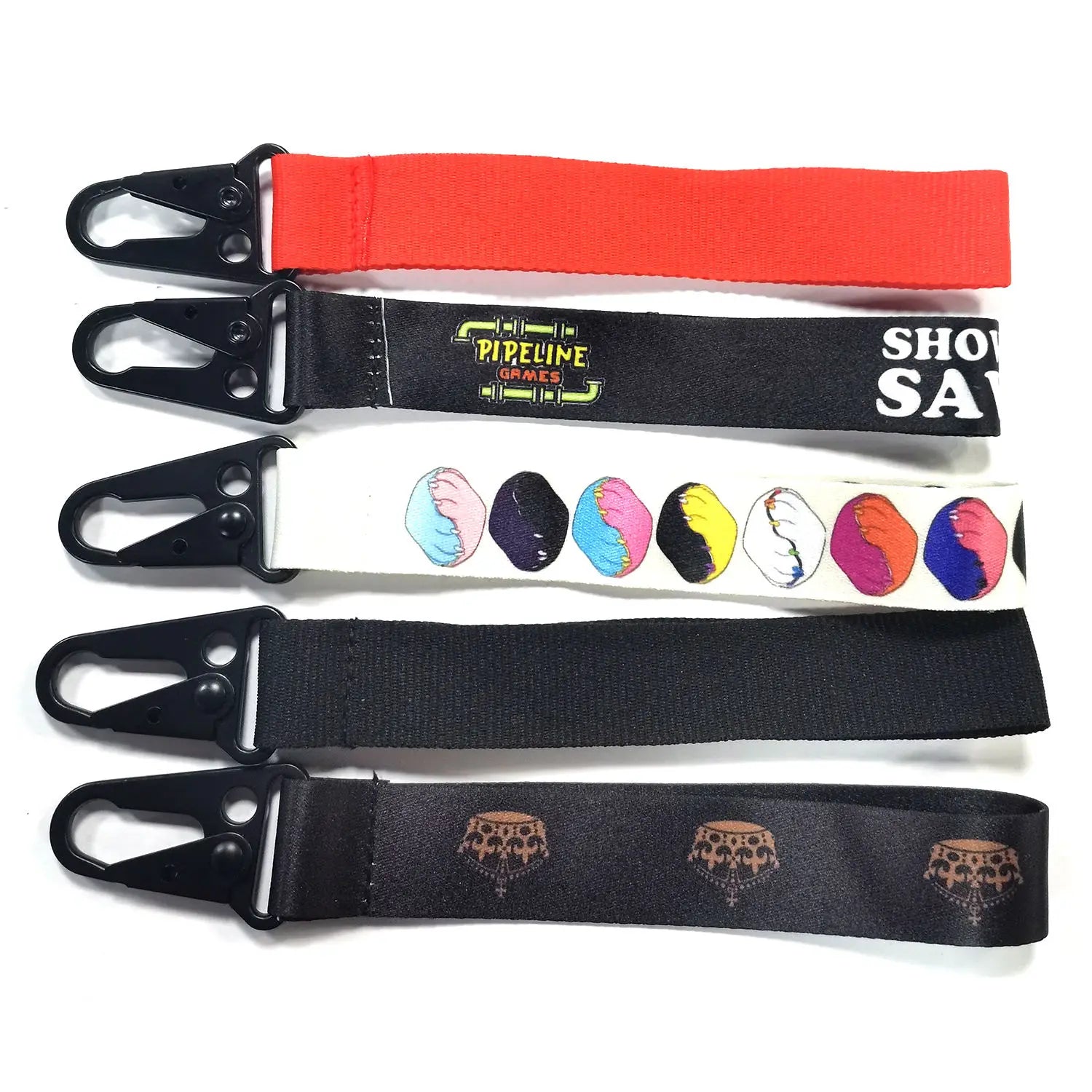 Custom Sublimation Printed Short Wrist Lanyard with Buckle USB Keychain Holder Polyester Lanyard