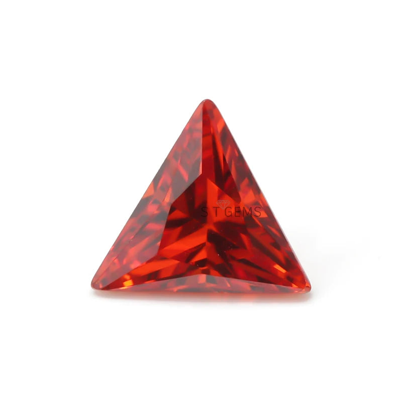 Wholesale Luxury Gemstone 4mm Orange Red Triangle Cut Cubic Zirconia Stone