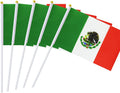 14x21cm Mexico Hand Flag Polyester Fabric White Plastic Stick Gold Round Head Indoor Outdoor Festival Decor