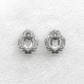 Sterling Silver 4*6mm Semi Mount Stud Earrings Empty Support Blank Claws Setting S925 Base Without Center Stone for DIY Inlay