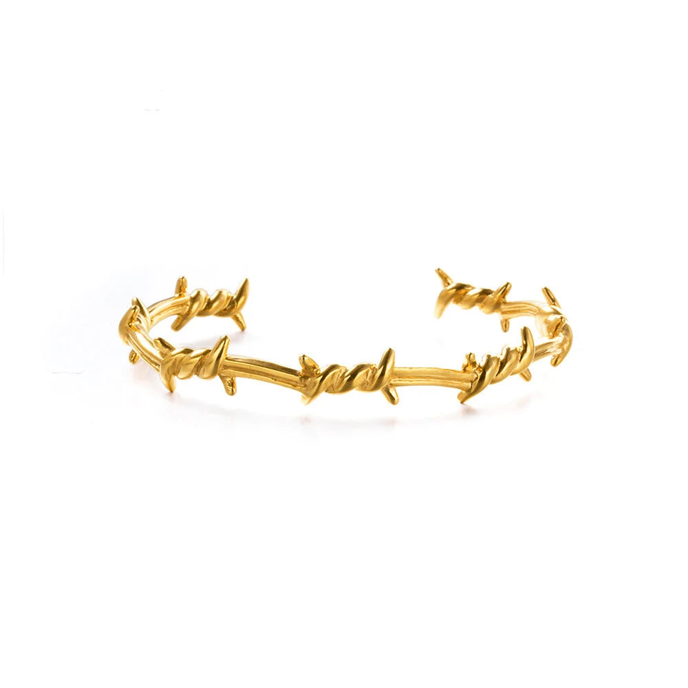 Duyizhao Personality Hip Hop Stainless Steel Open Bangle Gold Fashion Thorn Men Women Adjustable Bracelet Jewelry Wholesale