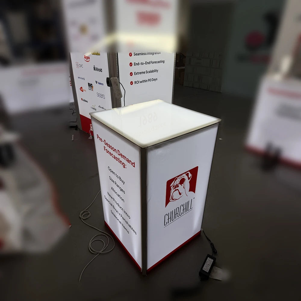 Portable Reusable Aluminum Frame LED Backlit Exhibition Counter Quick Install Seg Style Trade Show Table for Promotions