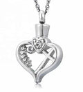 Stainless Steel Silver Plated Crystal Cross Heart Ashes Keepsake Cremation Memorial Pendant Necklace Children's