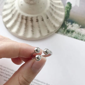 Fashion 925 Sterling Silver Double Layer Three Balls Open Rings for Women Gifts