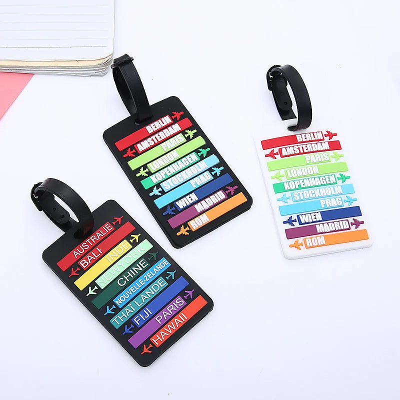 Stylish PVC Rubber Material Letter Style Soft Luggage Tag Personality Label