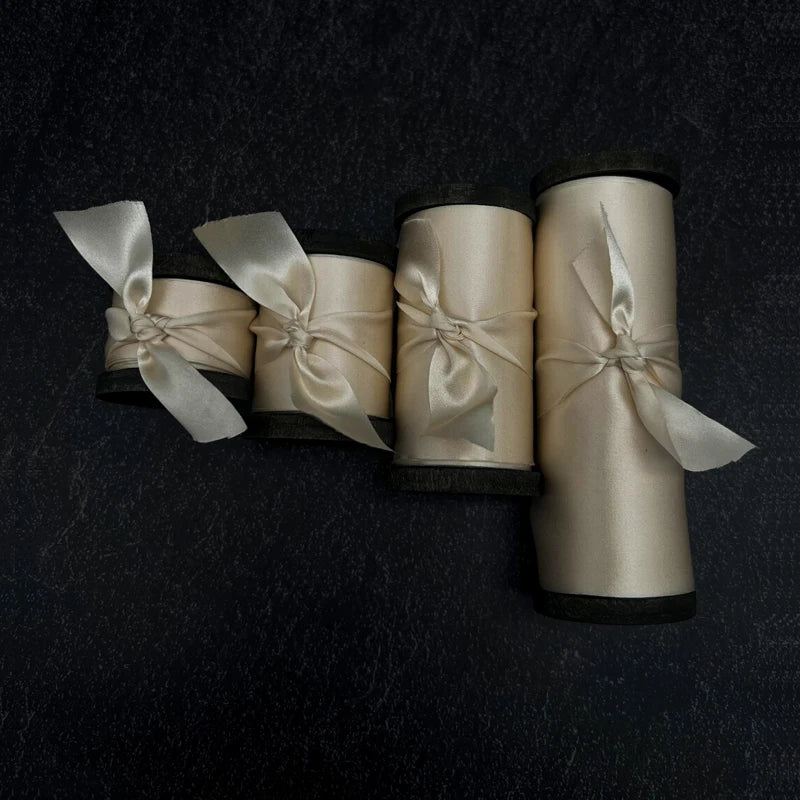 1.5 Inches Cut Edge Pure Ivory Silk Ribbon Roll for Bridal Bouquet
