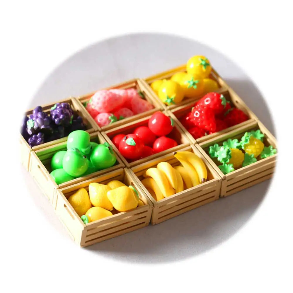 3D Fruit Basket Beads Lemon Banana Pineapple Grape Strawberry Decoration DIY Desk Display