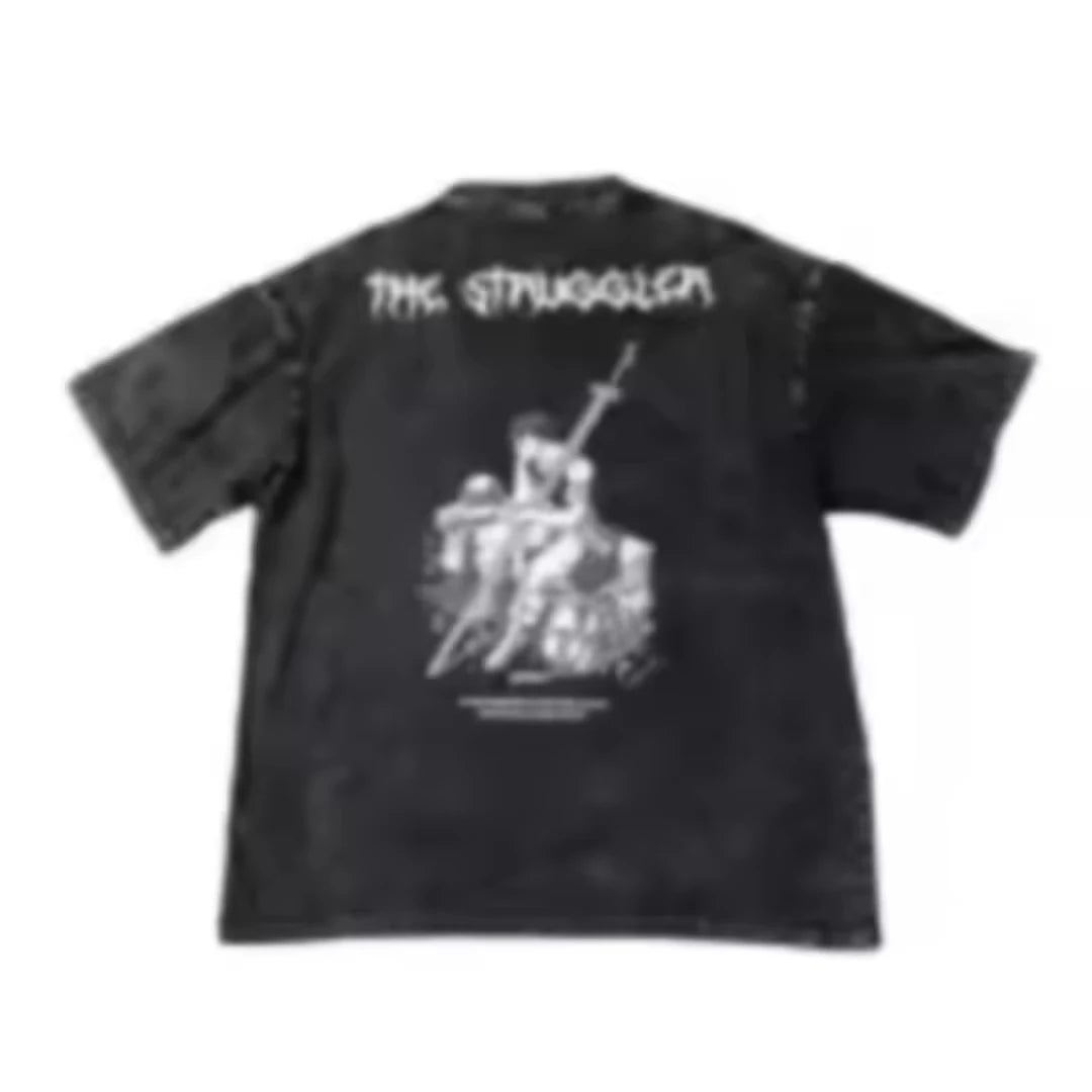 DENIMGUYS Custom Screen Printed Men's 90s Vintage Washed Tshirts Summer Streetwear Casual Mens Short Sleeve T-shirts