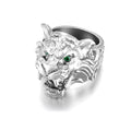 Factory Wholesale Custom Finger Stainless Steel Men Tiger Head Biker Zircon Ring for Male Men Rings Jewelry