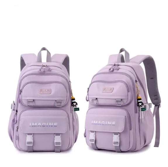 17 Inch Candy-Colored Large Capacity Schoolbag for College Students Fashionable Waterproof Design with Zipper Closure Backpack