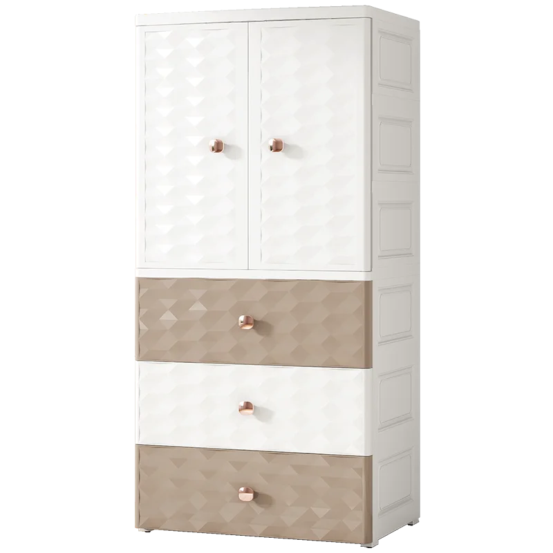 Customized Plastic Bedroom Home Use Storage High Capacity PP Cartoon European Design Multilayer Multifunction Wardrobes Cabinet