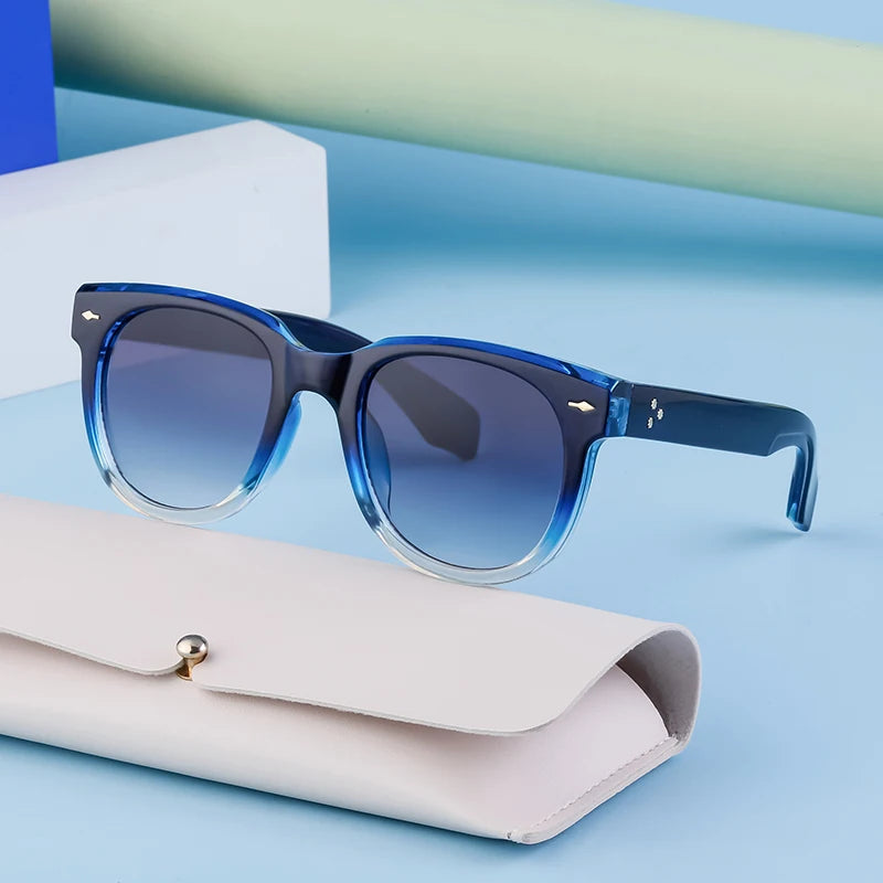 Sample Available Custom Own Logo Vintage Square Frame Two-Tone Men Women Polarized UV400 Shades Sunglasses