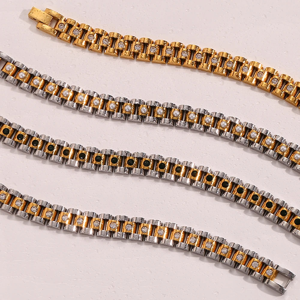 Watchband Chain Bracelet Gold Plated Jewelry Stainless Steel Bracelet Waterproof Women Jewelry