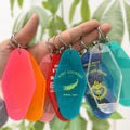 Custom Print Design Retro Plastic Motel Keychain-UV Printed Eco-friendly Promotional Hotel Keychain with Custom Size Color Bulk