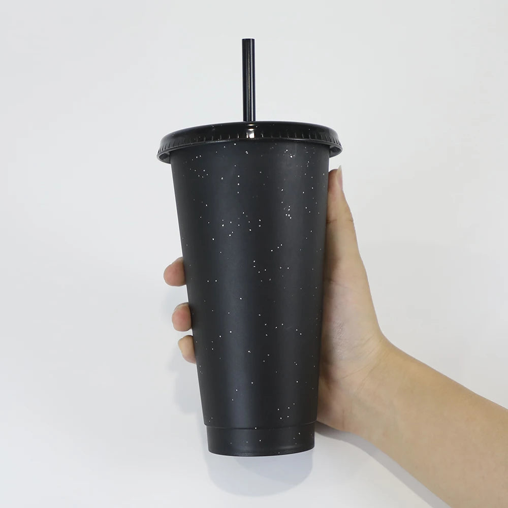 Customized Gifts Hot Sell Novelty Plastic Glitter Solid Color 24oz Changing Color Cup for Hot and Cold Drinks