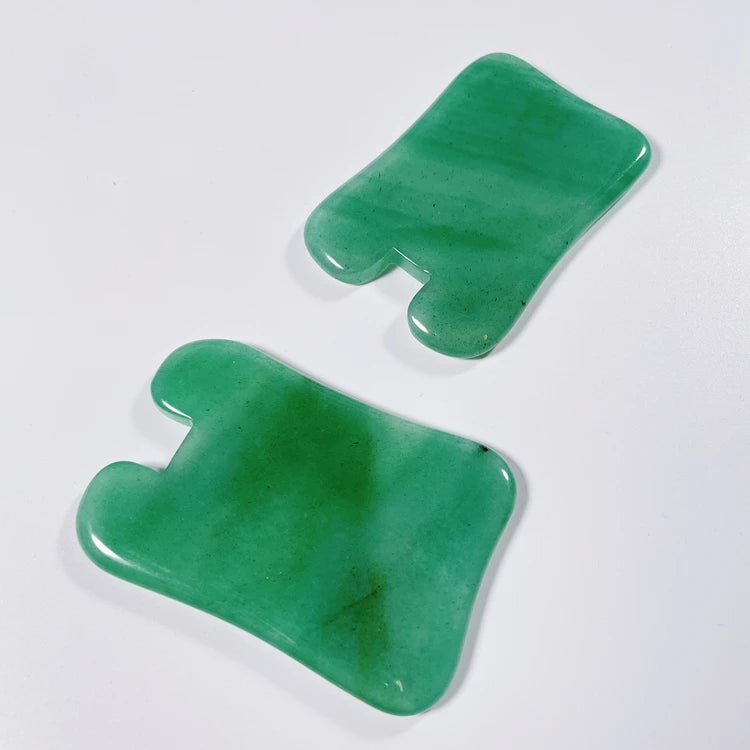 Huiying Hot sale stone guasha scraping plate Green Aventurine concave tools set for face and body
