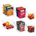 Clear Pantry Organizer Bins Household Plastic Food Storage Basket with Cutout Handles