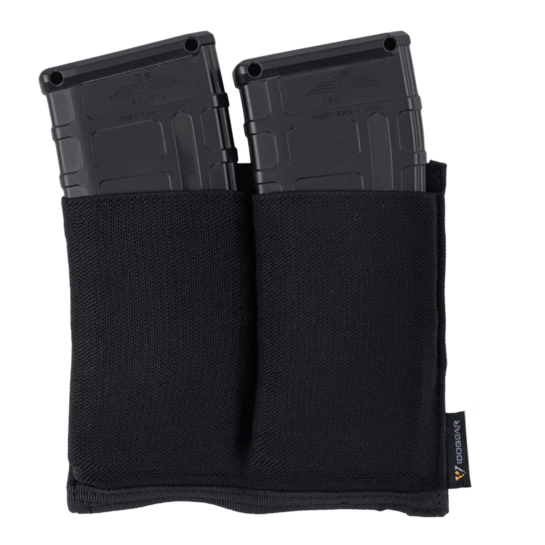 IDOGEAR 500D Nylon Black Tactical 5.56 Mag Pouch Elastic Double Mag Holder Molle Combat Magazine Pouch for M4 Magazines