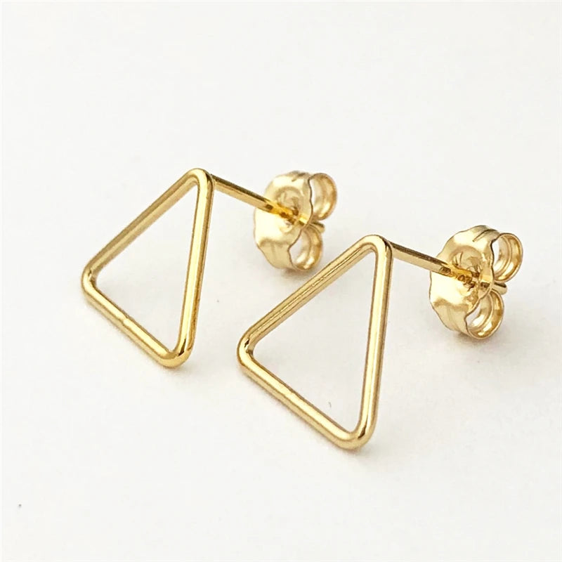 14K Gold Filled Simple Geometricr Post Triangle Shape Stud Earrings for Women and Girls