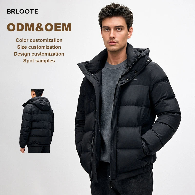 Men's Autumn and Winter Khaki Jacket with Hood ODE/OEM Paisley Pattern Canvas Breathable Zipper Closure Formal Style