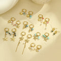 Asymmetric Stainless Steel Long Link Freshwater Pearl Dangle Earrings Titanium Steel Pearl Star Drop Earrings