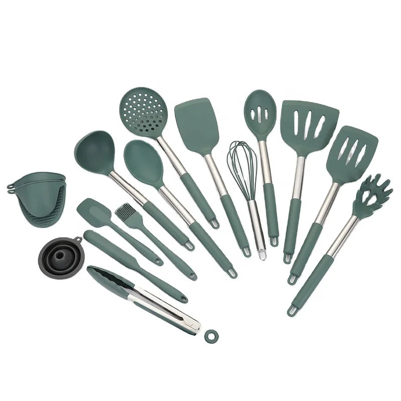 Best Selling Silicone Wooden Handle Kitchen Accessories Utensils Cooking Kitchen Utensils Set
